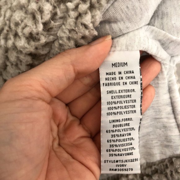 Thread & Supply Mock Neck Fleece Marled Ivory Gray Jacket M - Picture 8 of 8